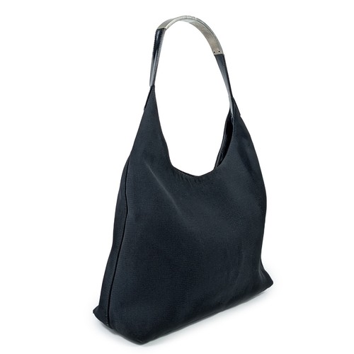 Authentic GUCCI women's black nylon canvas shoulder/hand bag