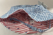 JUMPING BEANS SUN HAT W/ CHIN STRAP NAUTICAL PATTERN SIZE 0-6 MONTHS UPF 50 