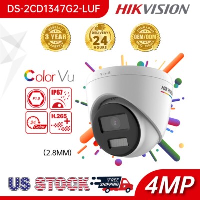 Hikvision DS-2CD1347G2-LUF 2.8MM 4MP ColorVu Turret IP Camera+Human Detection 