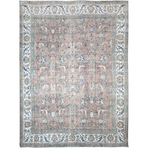 9'3"x12' Porcini Brown Old Zoroastrian Tebraz Pure Wool Hand Knotted Rug R86196 - Picture 1 of 12