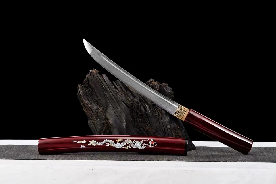 20''Red Dragon Tanto Folded 1095 Steel Mini katana Japanese Samurai Short Sword - Image 4 of 4