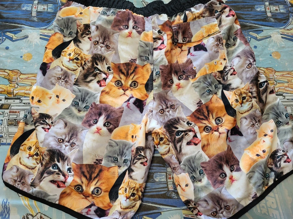 Men’s Bioworld XL Kitty Kittie Cat Kitten Allover Print Swim Trunks - Image 2 of 3