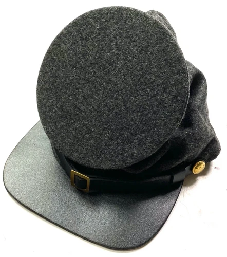 CIVIL WAR CSA CONFEDERATE DARK GREY WOOL FORAGE BUMMER CAP HAT-MEDIUM