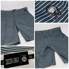 Tattoo Golf Shorts Sz 36 Blue Horizontal Stripe Poly Flat Front New YGI F2-498