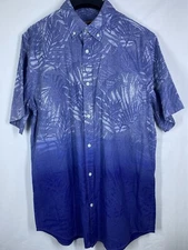 The Foundry Shirt Mens LT Tall Denim Ombre Floral Short Sleeve Button Hawaiian