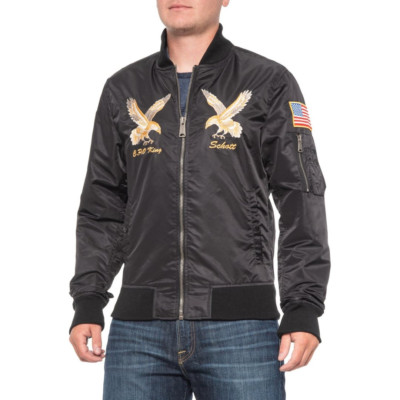 Schott NYC Mens Jacket Black XXL 9722 Flight Insulated Type MA-1 Eagle Nylon NWT