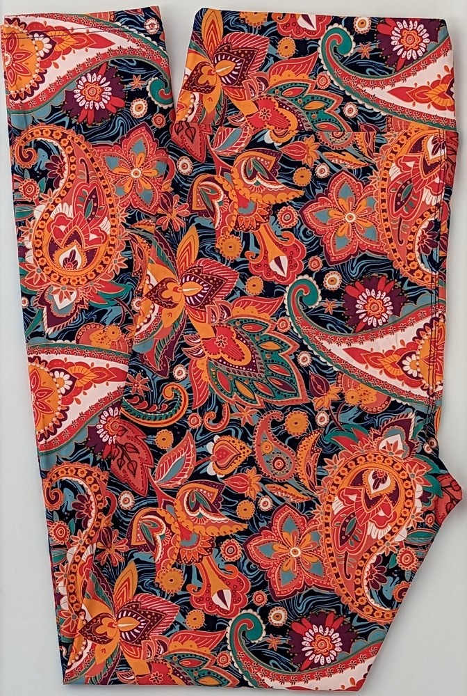 TC LuLaRoe Tall & Curvy Leggings Cute Paisley Multicolor Print NWT M54
