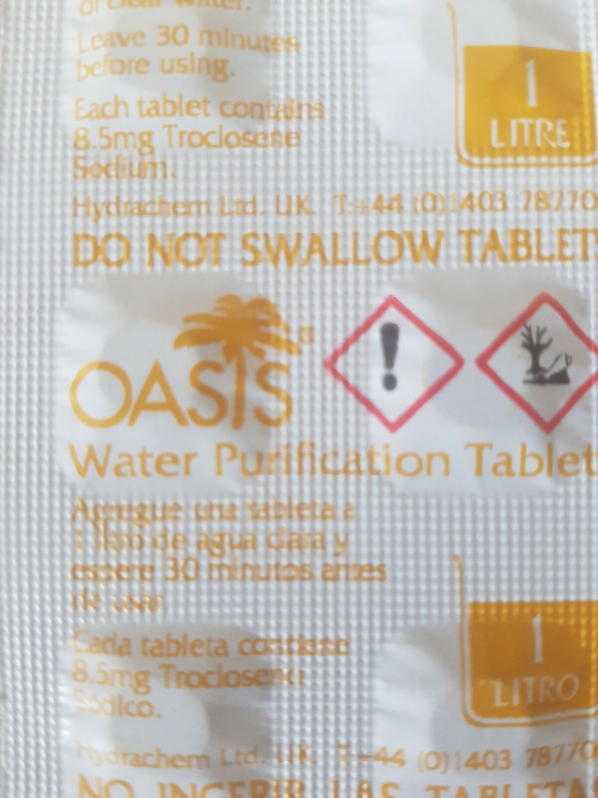 100 OASIS WATER PURIFICATION TREATMENT TABLETS PURIFYING SURVIVAL 1 tablet =1L This Nation