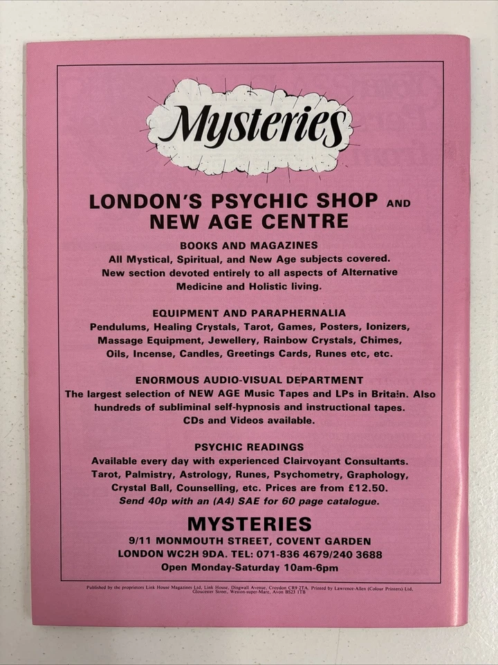 Prediction Magazine September 1990 Stones and Stars Sun Sign Forcasts Occult ... Foto 2 de 2