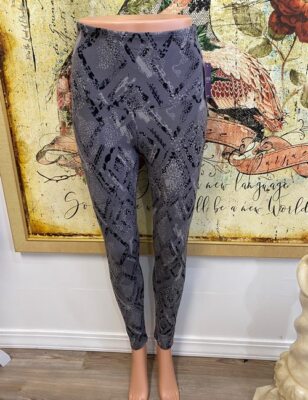 Yummie Rachel Stretch Cotton Leggings Grey Geo S Shapewear