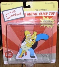 Simpsons Homer & Marge Tango Dancing Tin movable click toy  Mint On Card