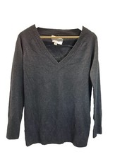 Brochu Walker Dark grey elbow patch V Neck wool Cashmere sweater size S