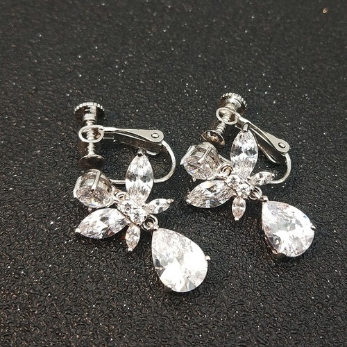 Luxury All CZ Cubic Zirconia Necklace Earrings Set Wedding Party Pageant Prom - Picture 3 of 5