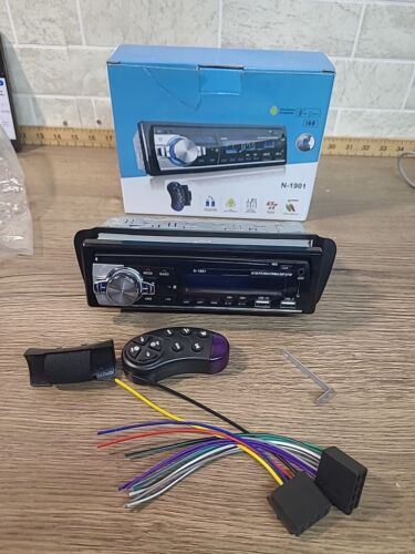 N-1901 CAR RADIO STEREO USB AUX MP3 WMA PLAYER HEAD UNIT INC ISO LEADS UNTESTED  - Afbeelding 1 van 11