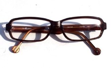 New Vtg 1990s L.A. Eyeworks Retro Abstract Eyeglasses Brown Stripped Panter 948