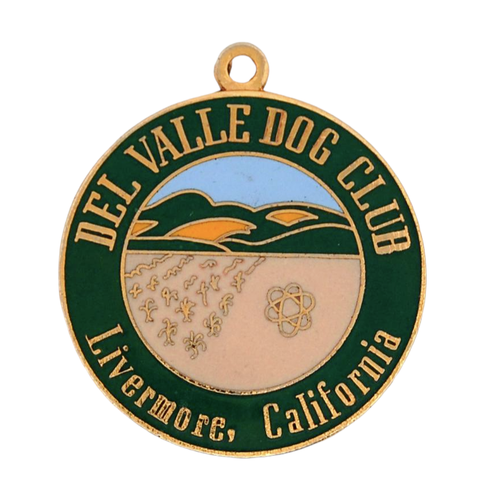Vtg Del Valle Dog Club Medal Round Medallion Dog Show Award Livermore California - Picture 1 of 4