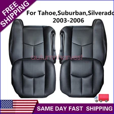 For 2003-2006 Chevy Tahoe Driver Passenger Bottom Back Leather Seat Cover Black