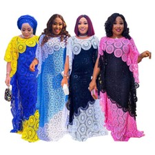 Plus Size African Women's Sexy Lace Robe Loose Dashiki Party Long Dresses Kaftan