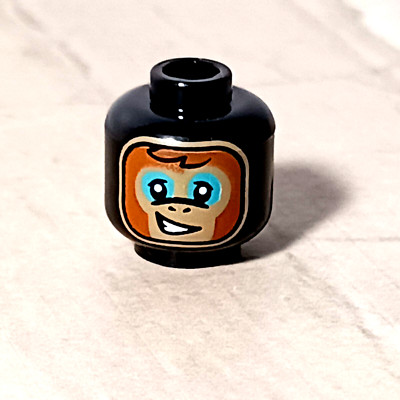 New LEGO Monkey Head Face Printed Front Balaclava Side Ways Smile Blue eyes