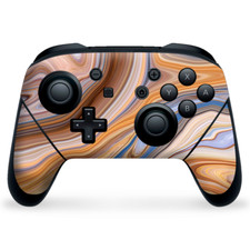 Nintendo Switch Pro Controller Skin Decal Vinyl Wrap - Brown Blue Marble Glass