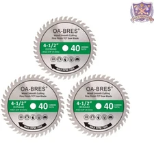 4-1/2" Circular Saw Blade 40 Tooth TCT Trim Blade 3 Pack for Wood Cutting