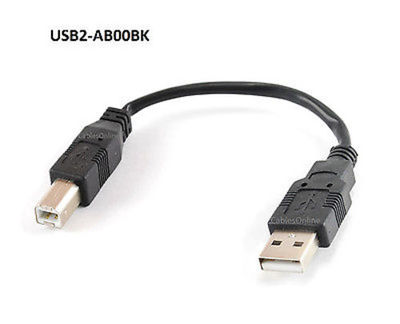 6'' USB 2.0 A-Type Male to B-Type Male Printer/ Scanner/etc Cable, USB2-AB00BK
