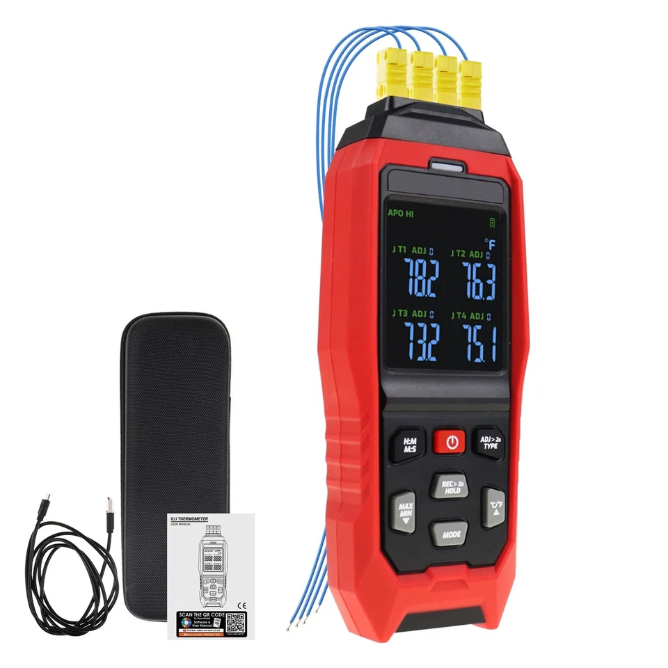 4 KANAL Thermometer Datenlogger Temperaturmessgerät Temperaturlogger typ K J - Bild 2 von 4