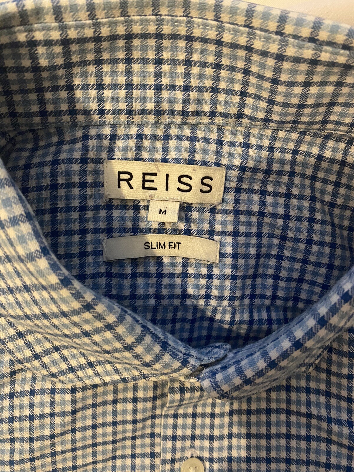 Reiss Men’s Shirt Size Medium Slim Fit In Blue Check VGC RRP £88 image 2