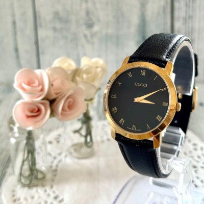 GUCCI Watch 2200M Black Gold Used From Japan Check description | eBay