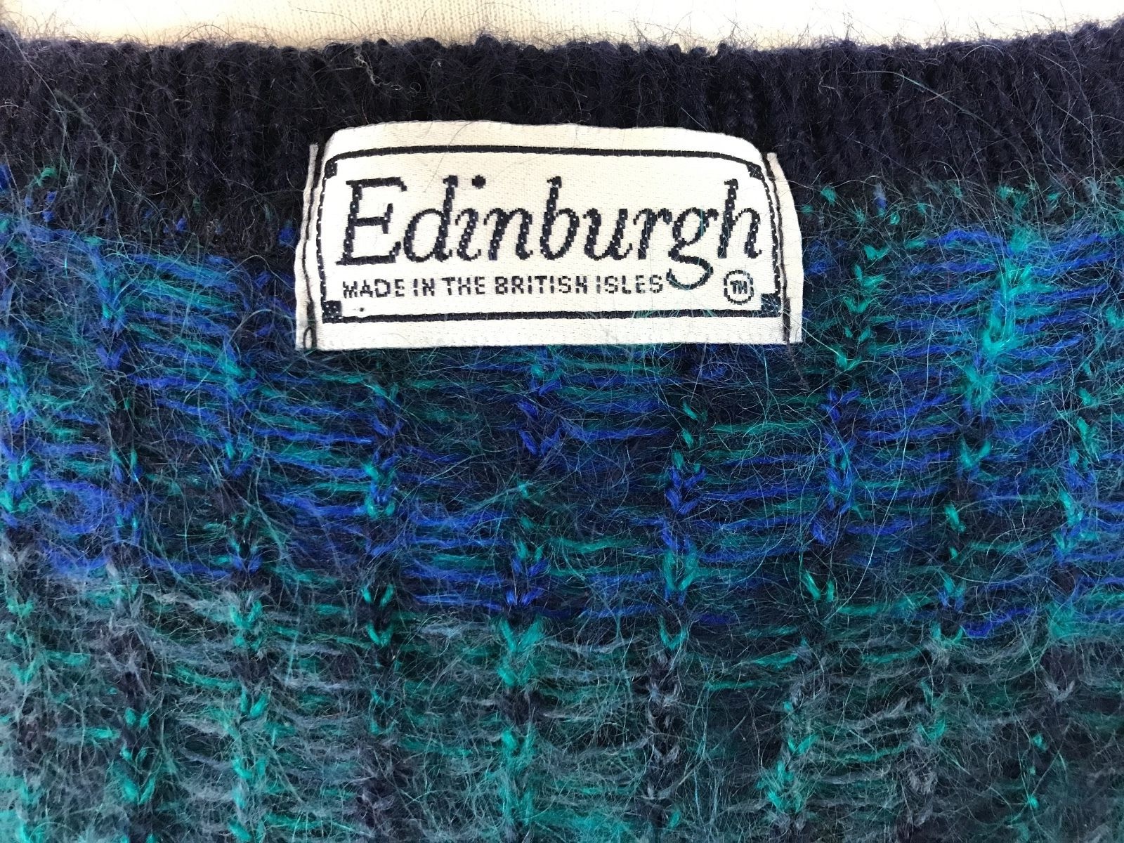 VTG Edinburgh Fair Isle Knit Mohair Blend Cardigan Sweater Jewel Tone