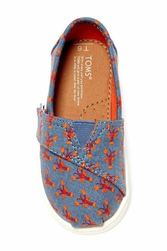 NWT! Toms Tiny Classic Alpargata Blue Lobsters Slip Ons - T6 (Toddler) Size - Picture 8 of 9