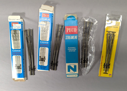 N scale 4 PECO turnout switches, 2 RH and 2 LH, used (Lot 1)