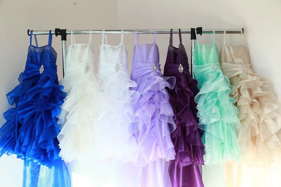 Vestido de organza plisado con volantes flor niña Junior Dama de honor Navidad Concurso Foto 4 de 4