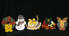 Cute Vintage Hand Painted Wooden Christmas Ornaments - Lot 6