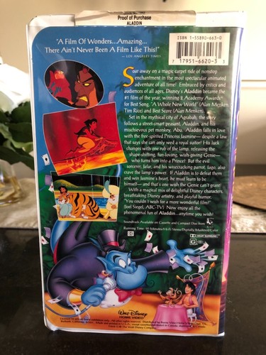 Aladdin Disney Black Diamond VHS - Picture 5 of 5