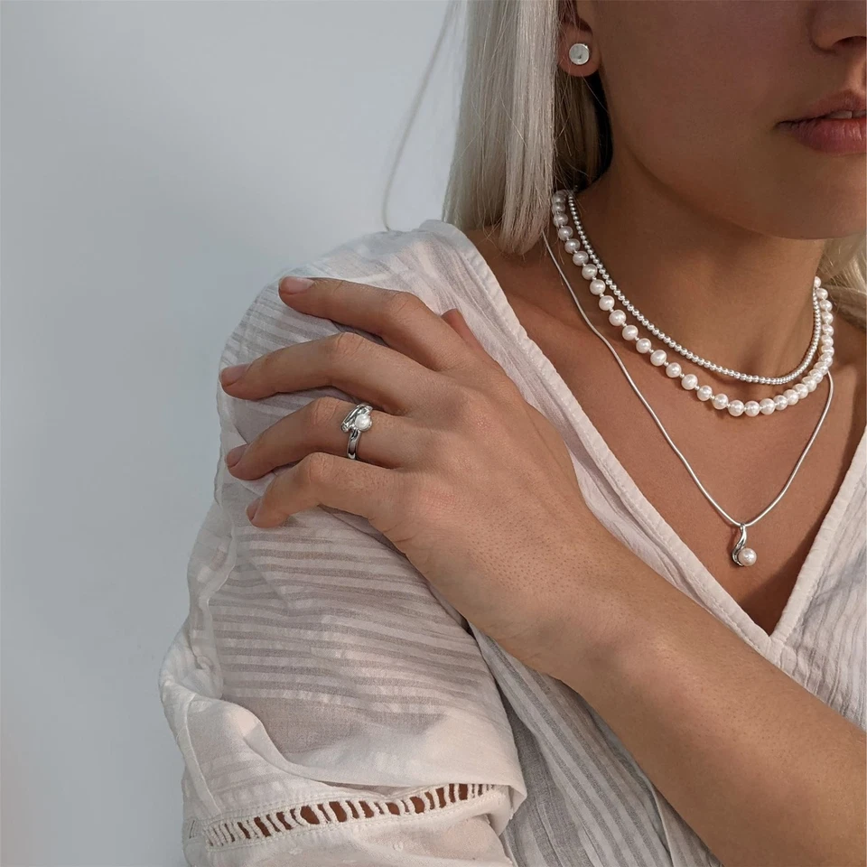 Silverly Anello Argento 925 Con Zirconi Brillanti E Perla - Immagine 2 di 4