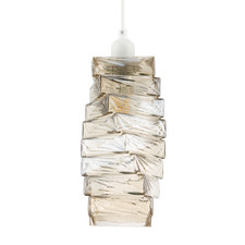 Sleek Gold Tinted Pendant Light Shade with Staggered Rectangular Body by Happ...