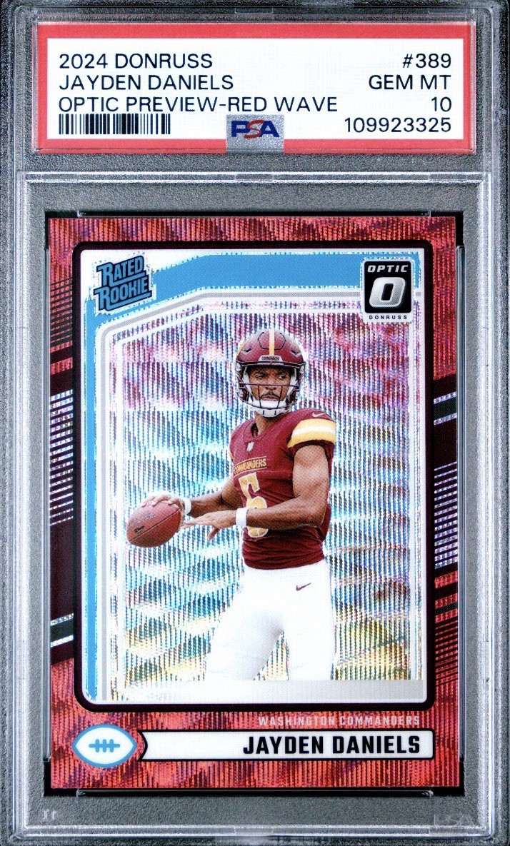 2024 Panini Donruss Jayden Daniels RC Rated Rookie Red Wave Prizm #389 PSA 10