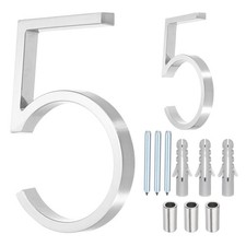 Floating House Numbers, 5 Inch Zinc Alloy Address Number with Nails Number 5