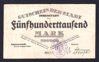 Immenstadt 500.000 Mark 15.8.1923