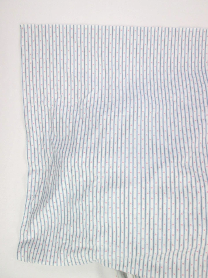 Vintage Pink Heart Blue Ticking Stripe Flannel Fabric Cotton 44" Wide 1 1/2 Yd - Image 4 of 4