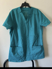 Jaanuu Women s Scrub Set M Blue Solid V-Neck Top w/ Pockets Pants