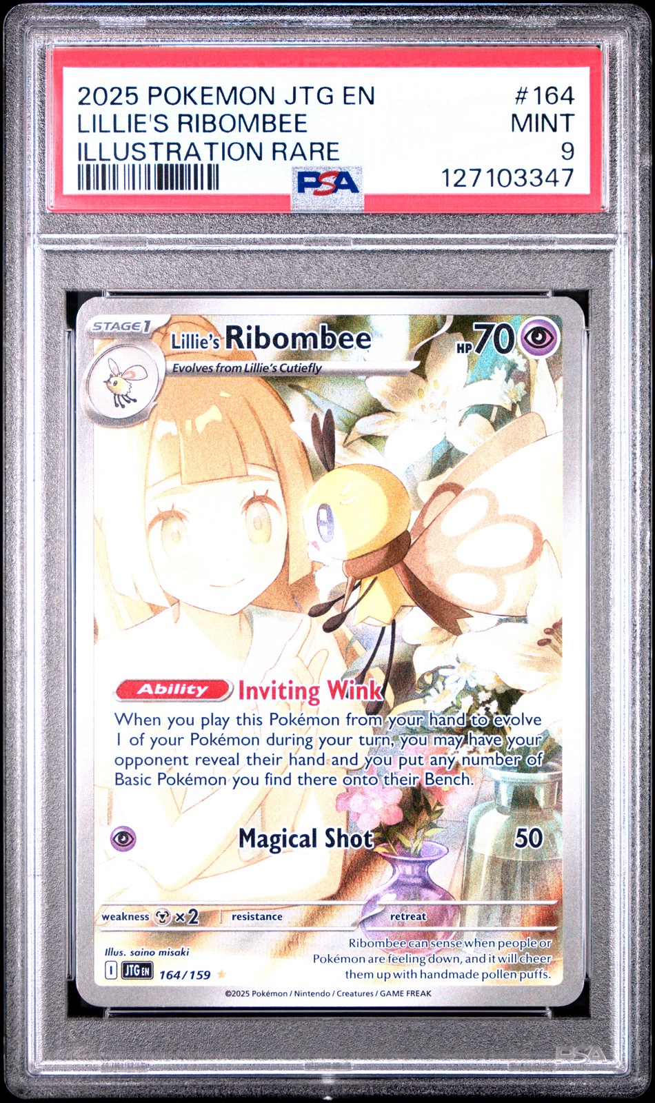 2025 POKEMON JTG EN-JOURNEY TOGETHER ILLUSTRATION RARE LILLIE'S RIBOMBEE PSA 9