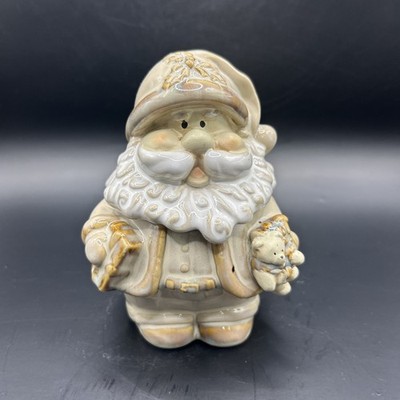 5  Tall Santa Trinket Box Santa With Teddy Bear And Present