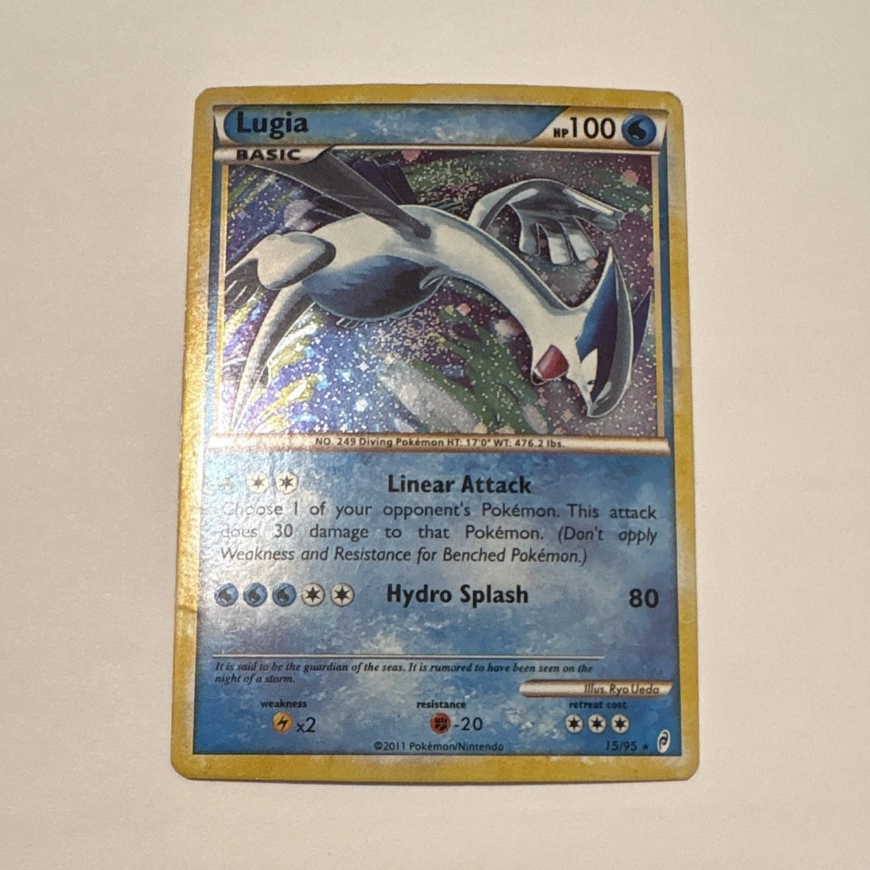 Lugia Reverse Holo Rare Pokémon Card 100HP 15/95 Call of Legends 2011