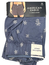 NWT AMERICAN EAGLE 4" Stretch Boxer Sz XS-S-L Blue White Snowflakes 8