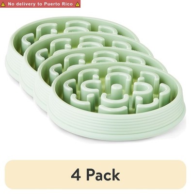 (4 pack)  Slow Chow Dog Bowl, Green Medallion