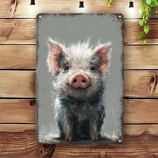 Happy Pig Humor Tin Metal Signs Home D cor 8x12 Vintage Wall for Cafe, Garage,