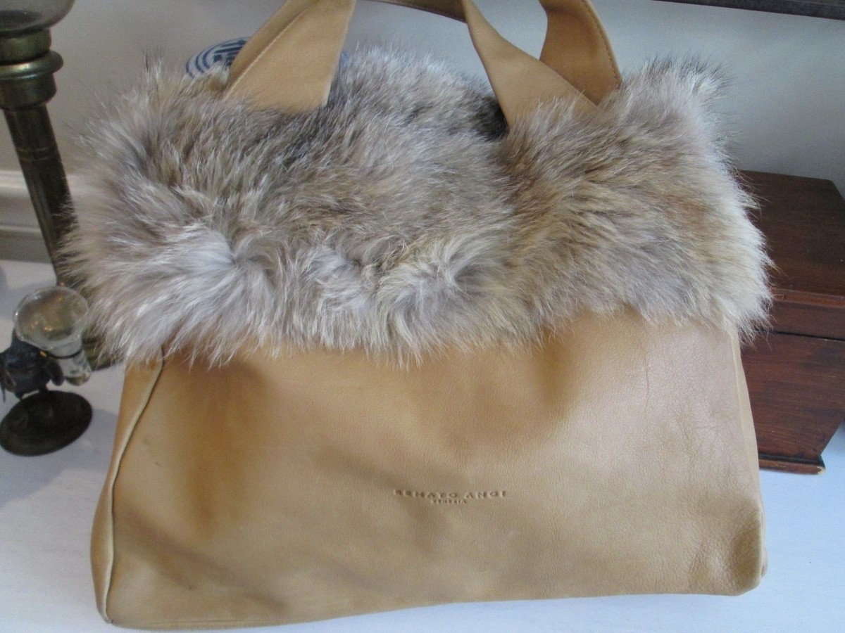 Vintage RENATO ANGI VENEZIA Genuine Leather BAG w/ Fox FUR Trim