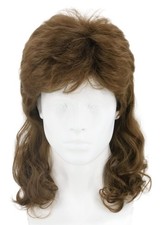LeMarnia Men's Brown Wavy Mullet Wig, 80s Retro Rock Style 12 Inch, Brown/10A